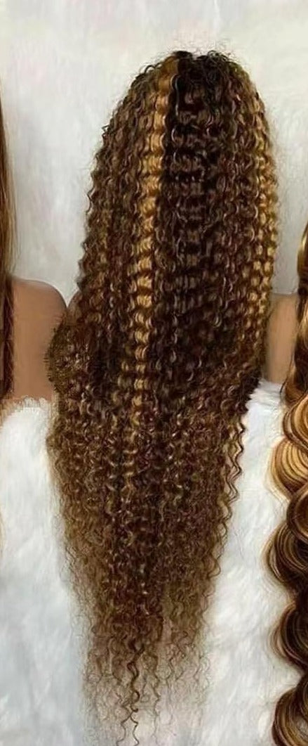 Highlighted Curly Lace Frontal Wig