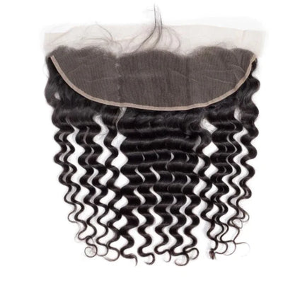 High quality 13x4 virgin hair frontal - Deep wave texture - Premium human hair frontal with 13x4 size, providing a natural-looking hairline and beautiful deep wave texture for a voluminous and glamorous look